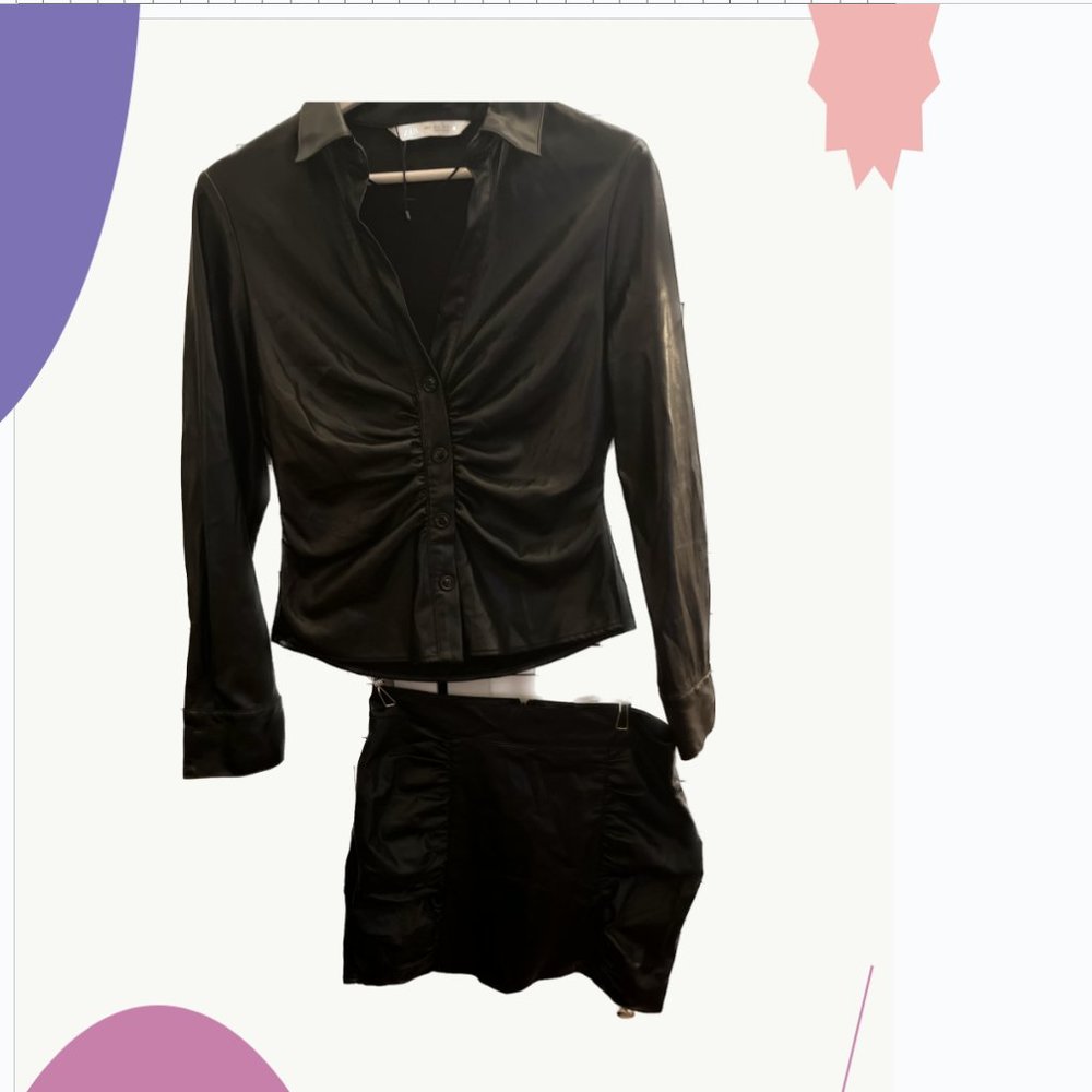 Zara Faux Leather Sexy Long Sleeved Top and Mini Skirt Bundle